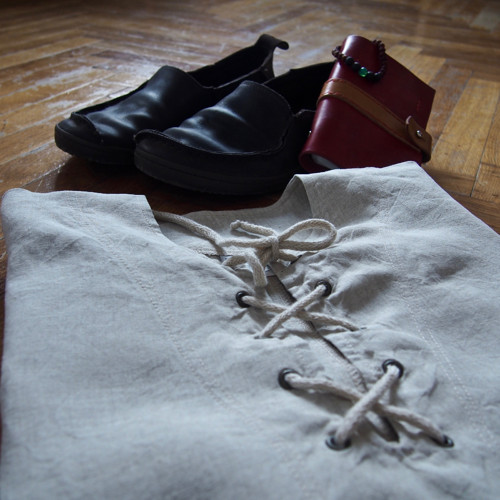 Lněná košile režná - šněrovací